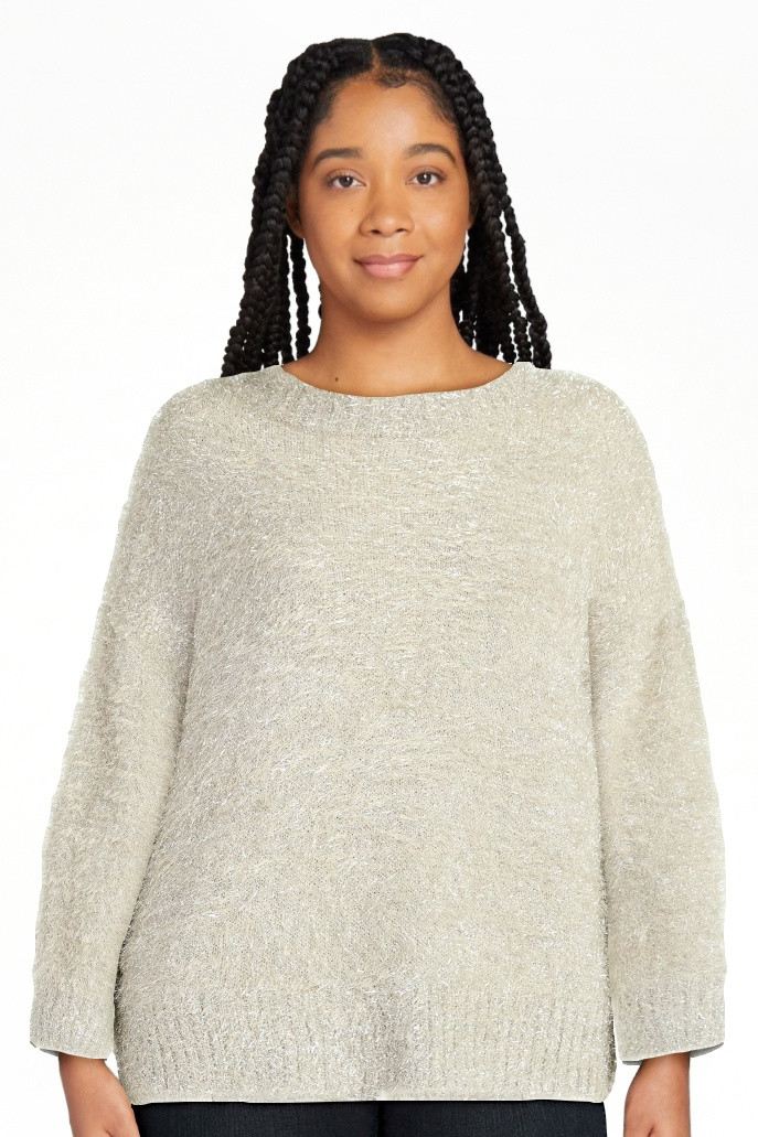 Scoop Women's Tinsel Knit Tunic Sweater with Long Sleeves, Midweight, Sizes, XS-XXL | Walmart (US)