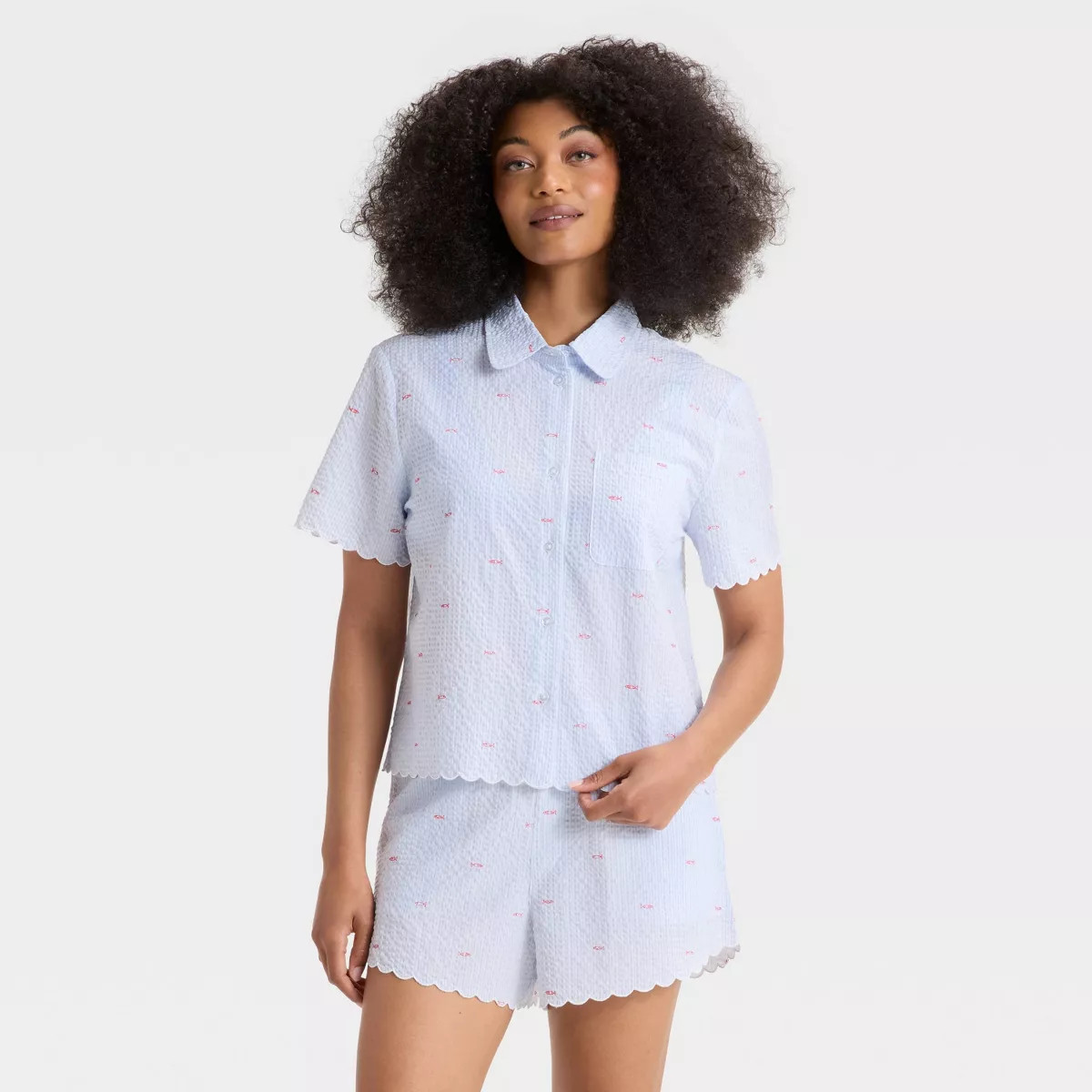 Women's Scalloped Edge Button-Down Pajama Shirt - Auden™ | Target