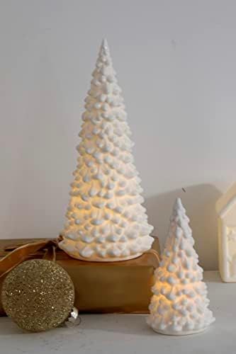 Amazon.com: RM ROOMERS Ceramic Christmas Tree Set of 2, Led Porcelain Christmas Tree, White Ceram... | Amazon (US)