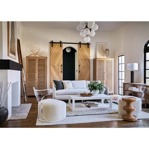 Carter Coastal Beach White Sand Oak 2 Tier Rectangular Coffee Table | Kathy Kuo Home