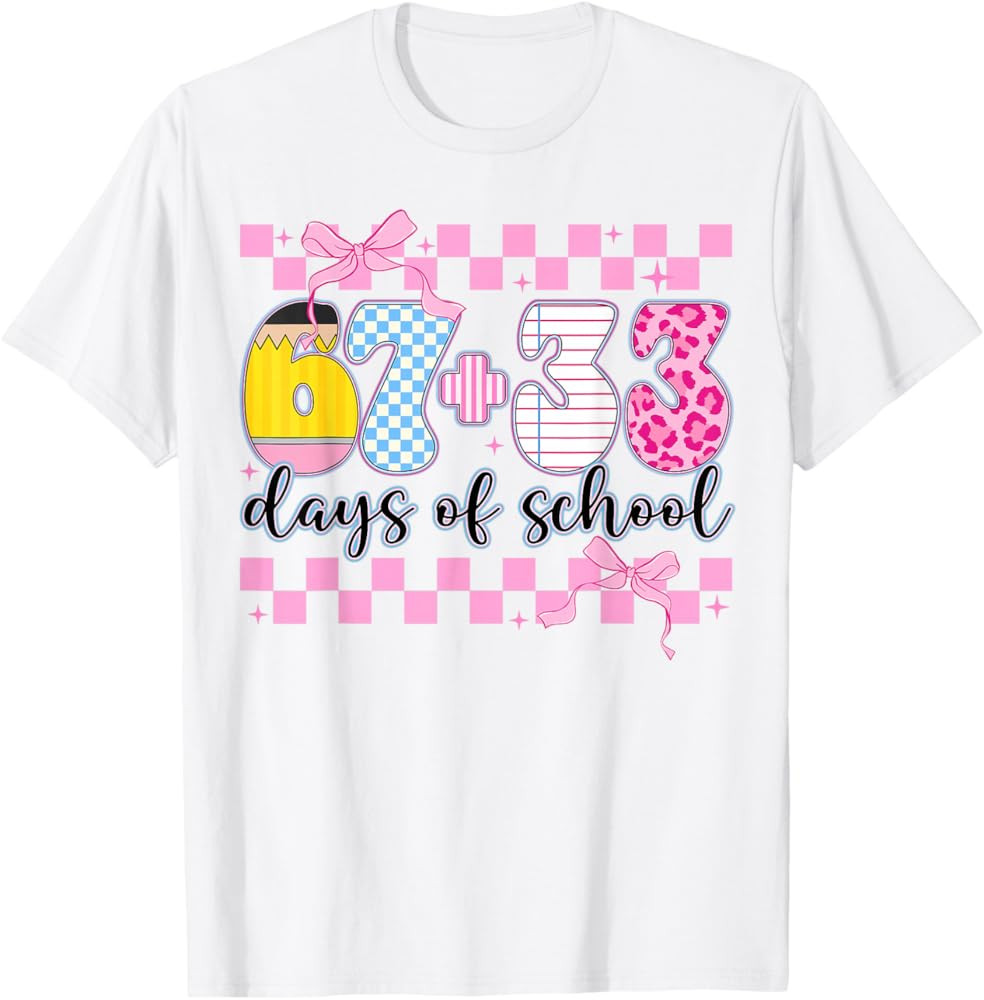 Happy 67 33 Day of School for Teacher Girls Kids 100th Day T-Shirt | Amazon (US)