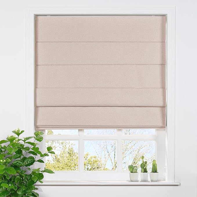 TWOPAGES Corded Roman Shades for Windows, Custom Made Roman Window Shades Thermal Insulated Black... | Amazon (US)