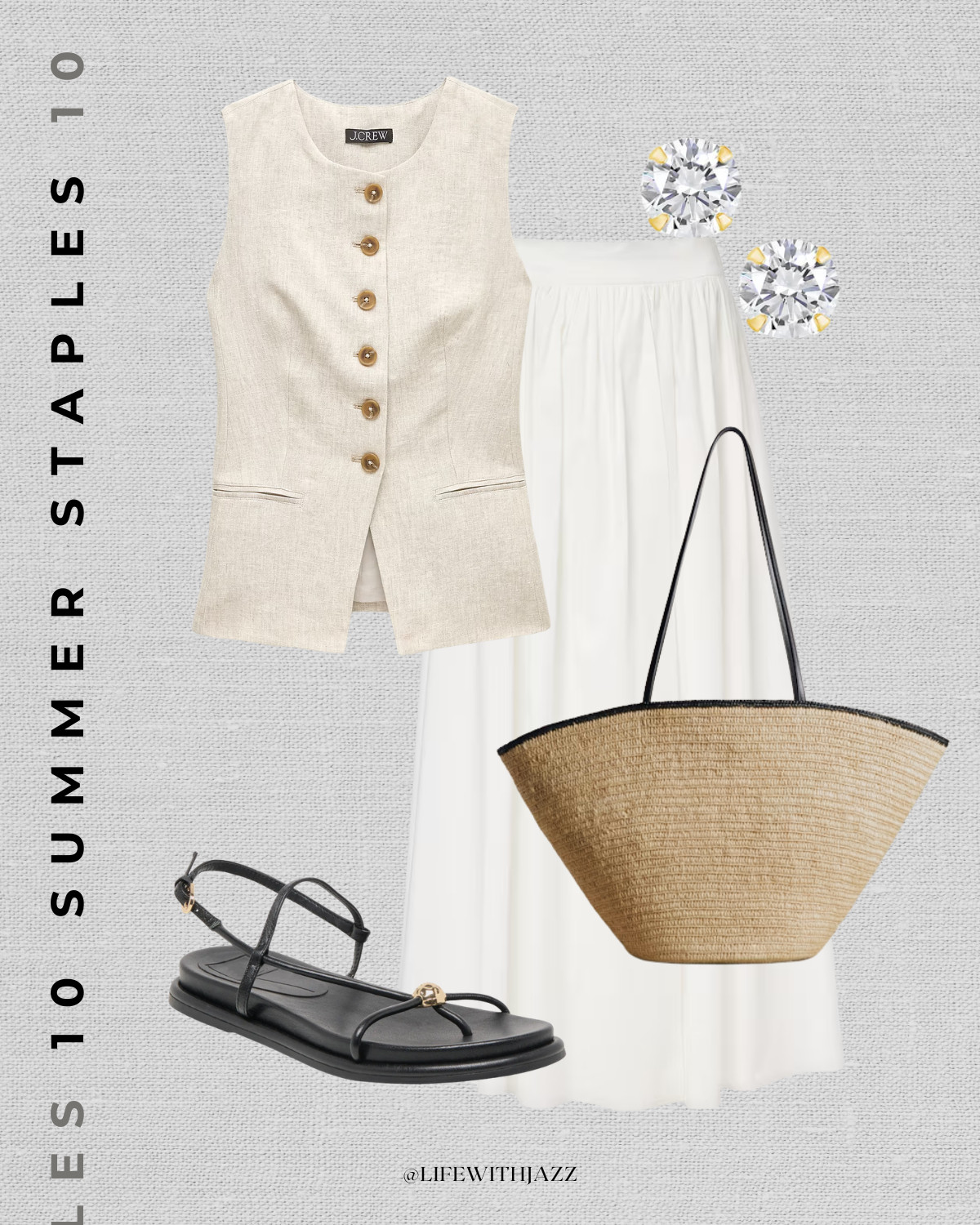 elevated summer outfit 

linen vest / maxi skirt / strappy sandals / sezane straw tote / dressy outfit

#LTKootd