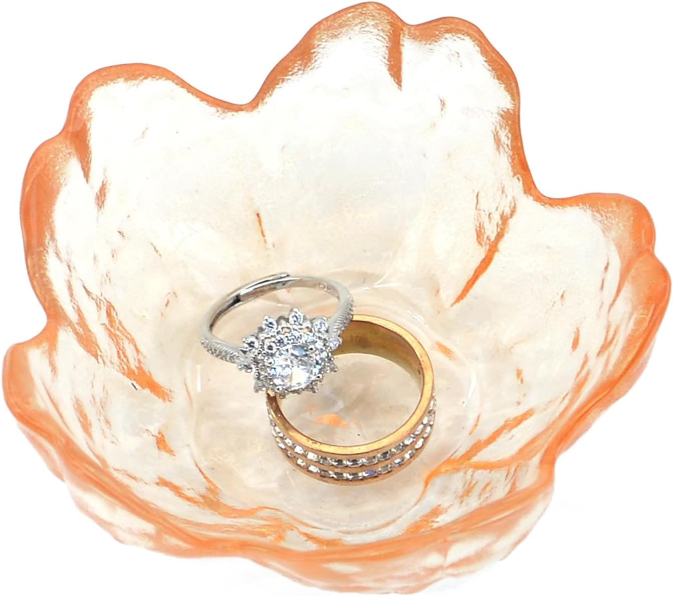 Crystal Orange Flower Ring Dish Jewelry Tray, Decorative Glass Trinket Dish, Modern Accent Tray f... | Amazon (US)