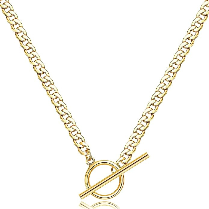 CHESKY Gold Layered Necklaces for Women, 14K Dainty Gold Chain Necklace Women Trendy Cuban Link P... | Amazon (US)