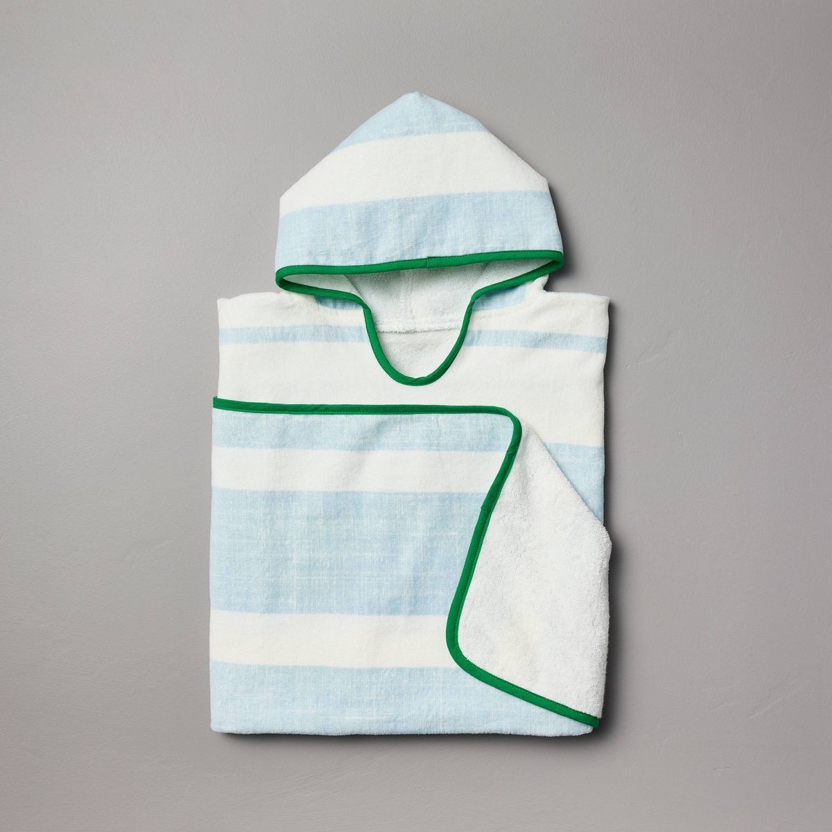 Bold Stripe Cotton Velour Kids' Hooded Beach Towel Light Blue/Green - Hearth & Hand™ with Magno... | Target
