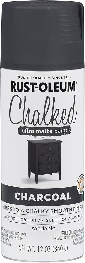 Rust-Oleum 302590 Chalked Ultra Matte Spray Paint, 12 Ounce (Pack of 1), Charcoal | Amazon (US)