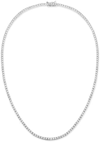 Gemsme 18K White/Yellow Gold Plated 3.0mm Round Cubic Zirconia Classic Tennis Necklace For Women ... | Amazon (US)