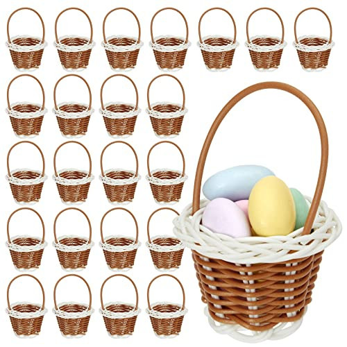 24 Pack Mini Woven Baskets with Handles - Bulk Miniature Baskets for School Projects, Mini Wicker Baskets for Easter Themed Party Favors, Tiny Baskets for Crafts, Picnic - 2x3 inch | Amazon (US)