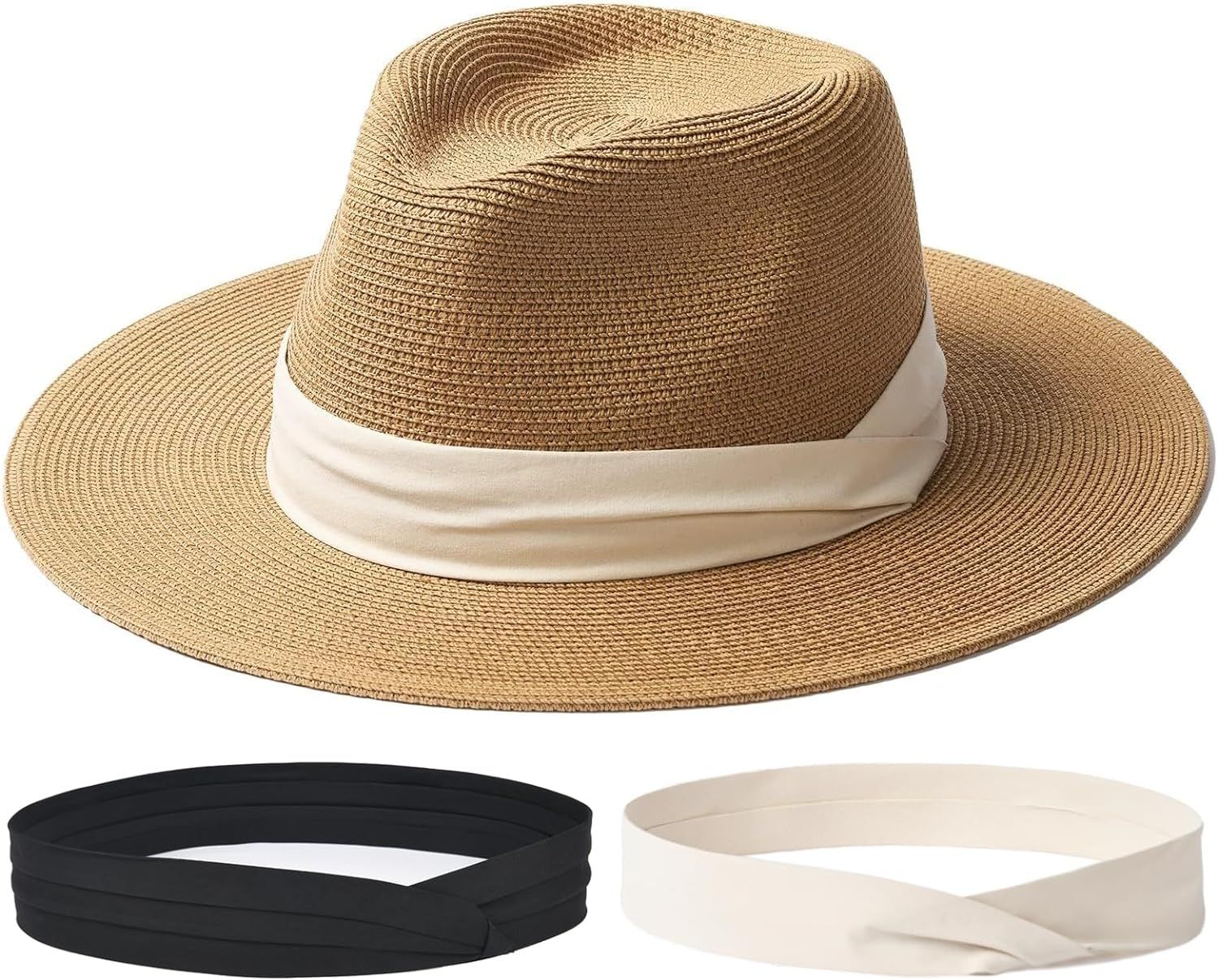 FURTALK Panama Hat Sun Hats for Women Men Wide Brim Fedora Straw Beach Hat UV UPF 50 | Amazon (US)