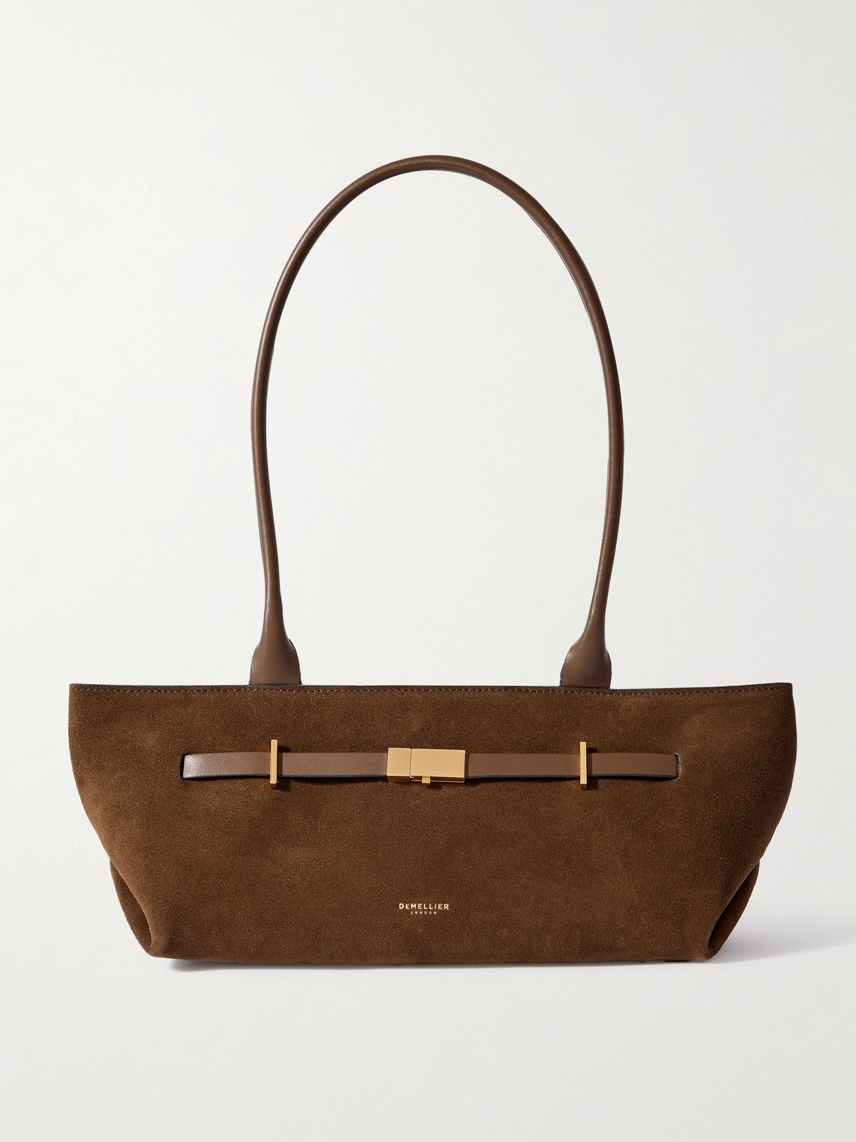 DeMellier - The New York Shoulder Leather-trimmed Suede Bag - Brown | NET-A-PORTER (US)