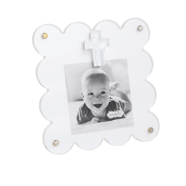 White Acrylic Cross Frame | Mud Pie