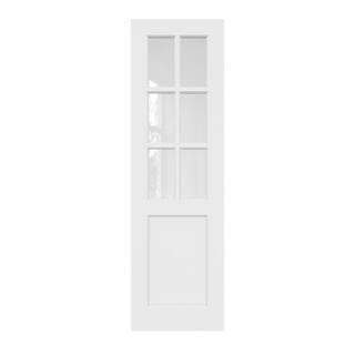 24 in. x 80 in. Modern 6 Lite Frosted Glass White Solid Core MDF Primed Standard Interior Door Sl... | The Home Depot