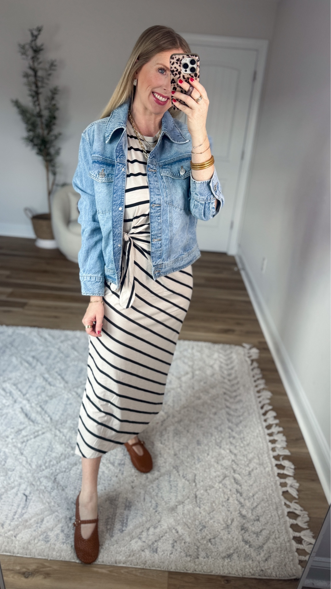 Daily try on, Walmart outfit, Walmart fashion, Walmart try on, time and tru, striped midi dress, denim jacket 

Small in both 

#LTKWorkwear #LTKootd #LTKgrwm