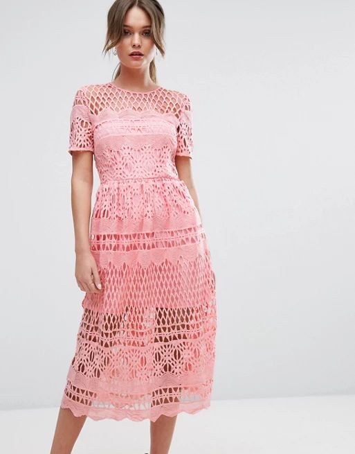 Boohoo Corded Lace Paneled Skater Dress | ASOS US