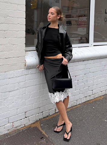 Anchored Midi Skirt Noir | Princess Polly US