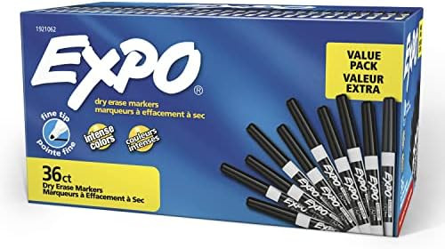 EXPO Low Odor Dry Erase Markers, Fine Tip, Black, 36 Count | Amazon (US)