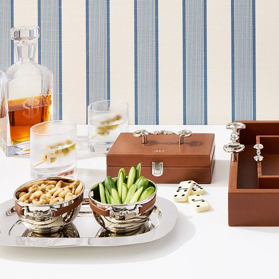 Horsebit Leather Domino Game Set | Mark and Graham