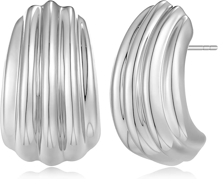 MUYAN Chunky Gold Textured Earrings for Women Trendy Minimalist Large Chunky Studs Fashion Jewelr... | Amazon (US)