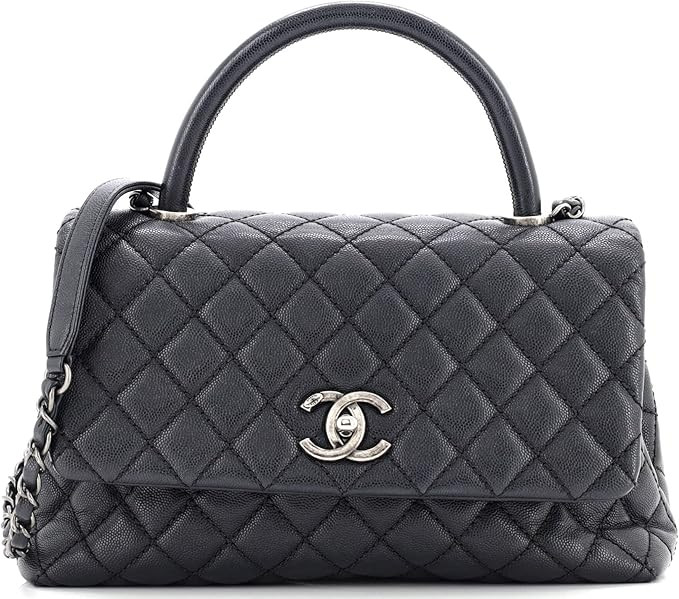 Amazon.com: Chanel, Pre-Loved Coco Top Handle Bag Quilted Caviar Small, Black : Luxury Stores | Amazon (US)