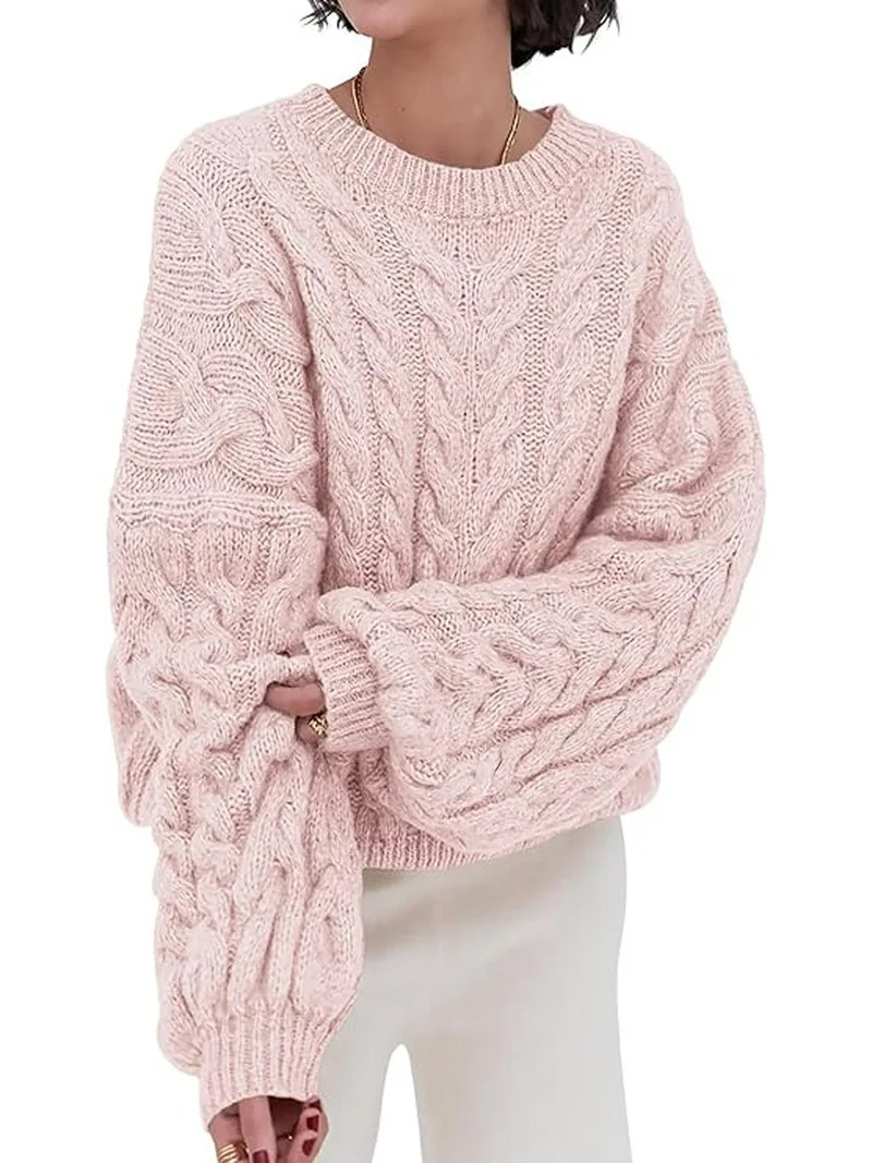 PRETTYGARDEN Womens Sweaters Fall Cable Knit Long Sleeve Crewneck Oversized Sweater Chunky Pullov... | Walmart (US)