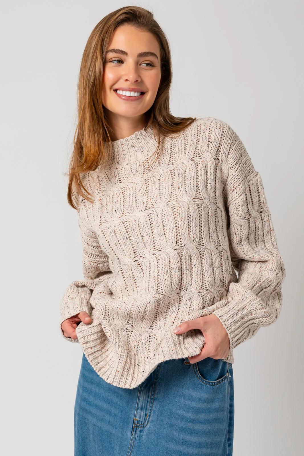 Beige Speckled Knit Sweater | PinkBlush Maternity