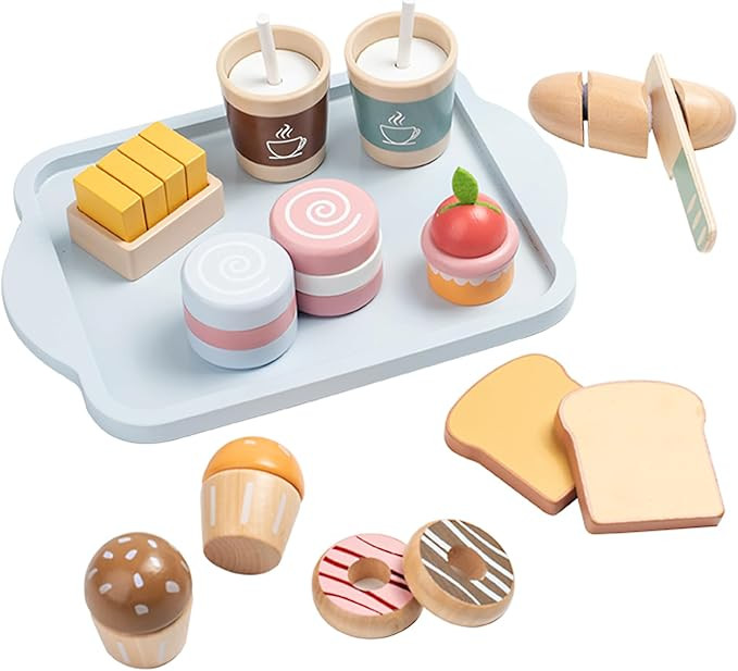 Breakfast Group Series Kitchen Toys, Wooden Pretend Kitchen for Kids to Play Food Games, Kitchen ... | Amazon (US)
