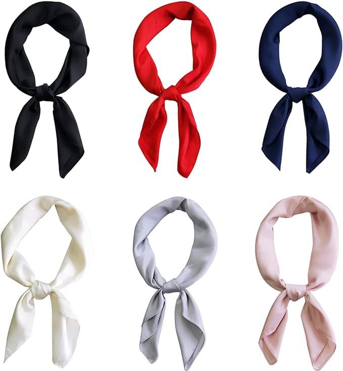 Glamorstar Satin Neck Scarf 6 Packs Square Handkerchief for Women | Amazon (US)