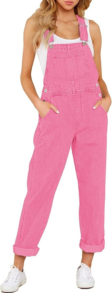 LookbookStore Women's Casual Stretch Denim Bib Overalls Pants Pocketed Jeans Jumpsuits | Amazon (US)