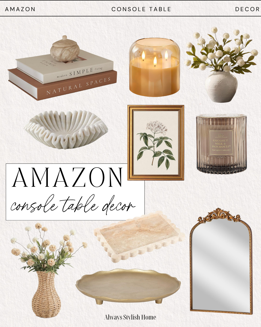 Simple. Beautiful. Intentional. 🤍 amazon refined console table decor that anchors the space without overwhelming it… #ElegantLiving #RefinedStyle #NeutralHome #TimelessDesign #ElevatedLiving #HomeInspo 

 #LTKSeasonal #LTKHome