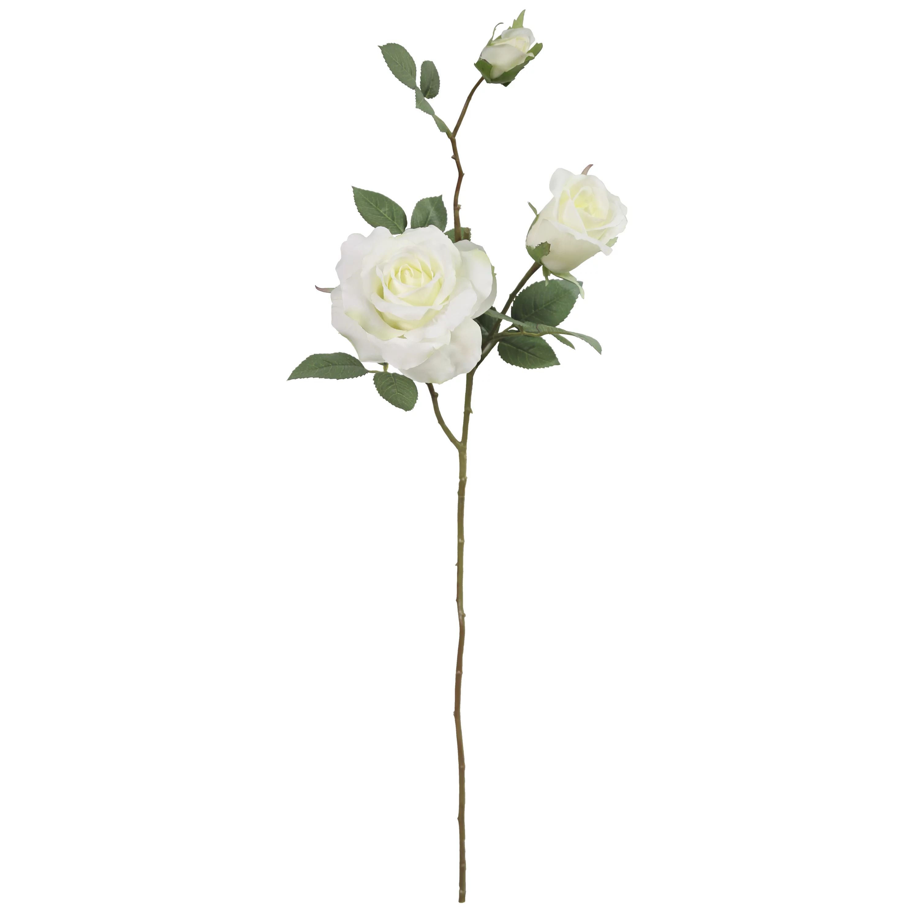 Mainstays 3 Heads Rose Spray Long Stem, Solid, White, 29.5" - Walmart.com | Walmart (US)