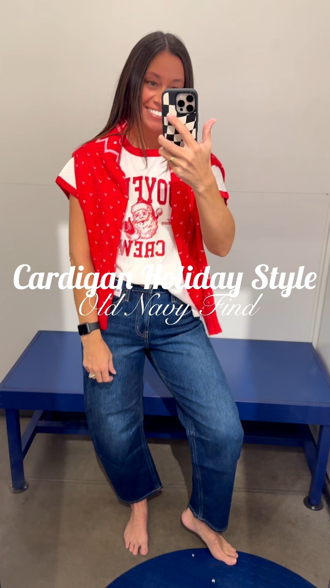 I am feeling all the feels ☺️of the holiday season including cozy cardigan sweaters! This one from Old Navy is such a beautiful color of red♥️, it also has pink and white details throughout it as well 🩷 which is definitely trending right now! It does come in one other color option.

I chose a size medium for a little more fitted look. I normally wear a small. 🎁 this would be so cute over the shoulder with a Santa t-shirt (size large), or holiday shirt.

These barely jeans 👖 have four different washes, and I love them all and how they fit! These are size 2 high waisted wow jeans, and they fit great! 

Plus this cardigan is currently on SALE! 🏷️

Weight 130lbs carry in my hips and midsection and booty 😅Height 5’5”. 

#LTKootd #LTKHoliday #LTKSaleAlert