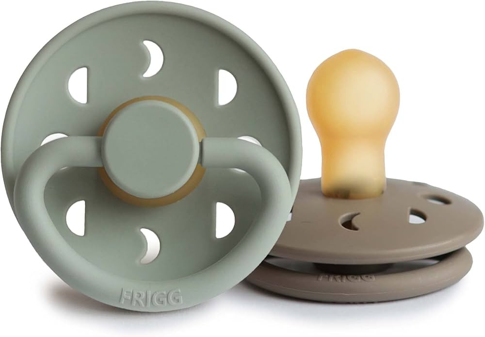 FRIGG Moon Natural Rubber Baby Pacifier | Made in Denmark | BPA-Free (Sage/Portobello, 0-6 Months... | Amazon (US)