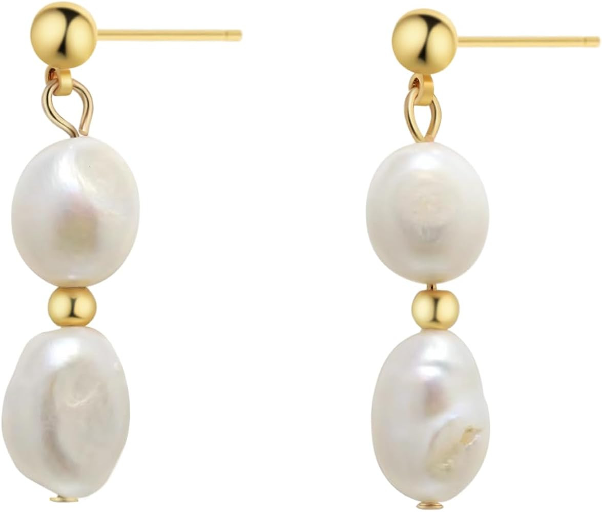 Pearl Stud Earrings Cute Cat Paw Bowknot Baroque Dangle Drop Freshwater Pearl Earrings for Women | Amazon (US)