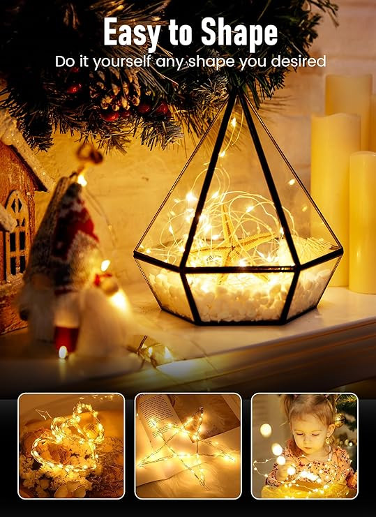 Minetom Fairy String Lights, 33Ft 100 LED Mini Battery Operated Fairy Lights Copper Wire Twinkle ... | Amazon (US)