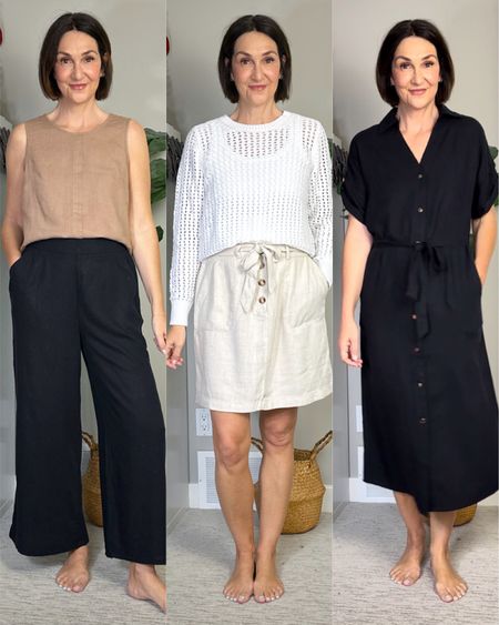 Linen faves from Rickis - all 30% off + code CBSTYLED15 for an extra 15% off! Ends June 9.
Everything fits tts, I’m 5’ 7” wearing S in the linen top, pants and dress and sized up to 6 in the skirt and it’s too big.
Also wearing S in the crochet sweater and the tank tops (not on sale)


#LTKOver40 #LTKSaleAlert #LTKStyleTip