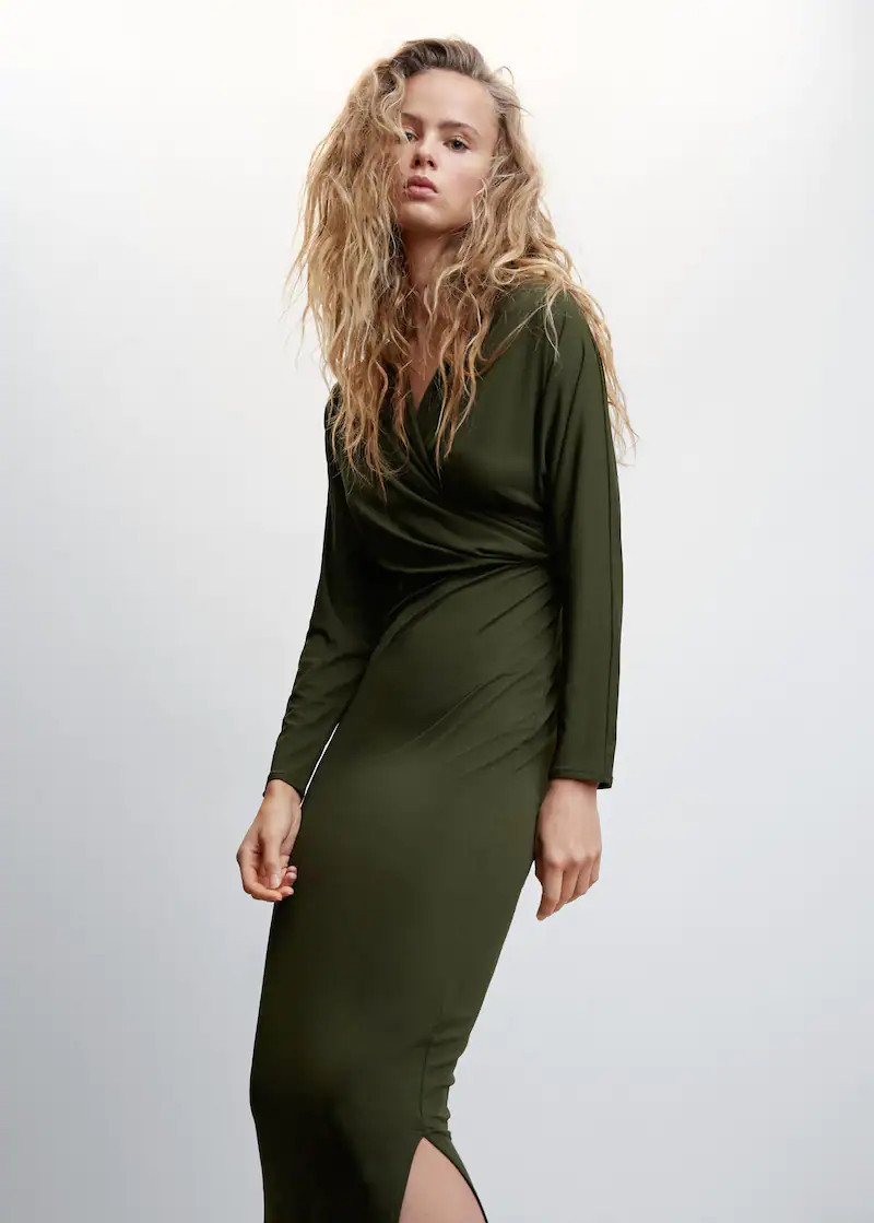 Langes Kleid mit Schlitz | MANGO (DE)