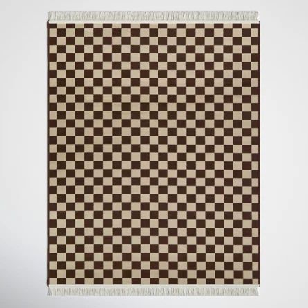 Habra Checkered Recycled Brown / Beige Rug | Wayfair North America
