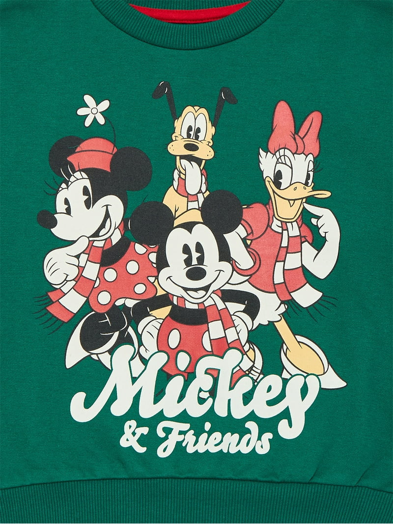 Mickey and Friends Toddler Girls Graphic Crewneck Sweatshirt with Long Sleeves, Sizes 12M-5T | Walmart (US)