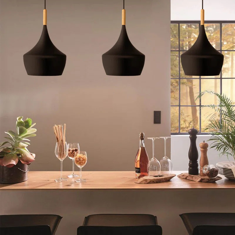Dacoda 1 - Light Kitchen Island Matte Black Bowl Pendant for Dining Table | Wayfair North America