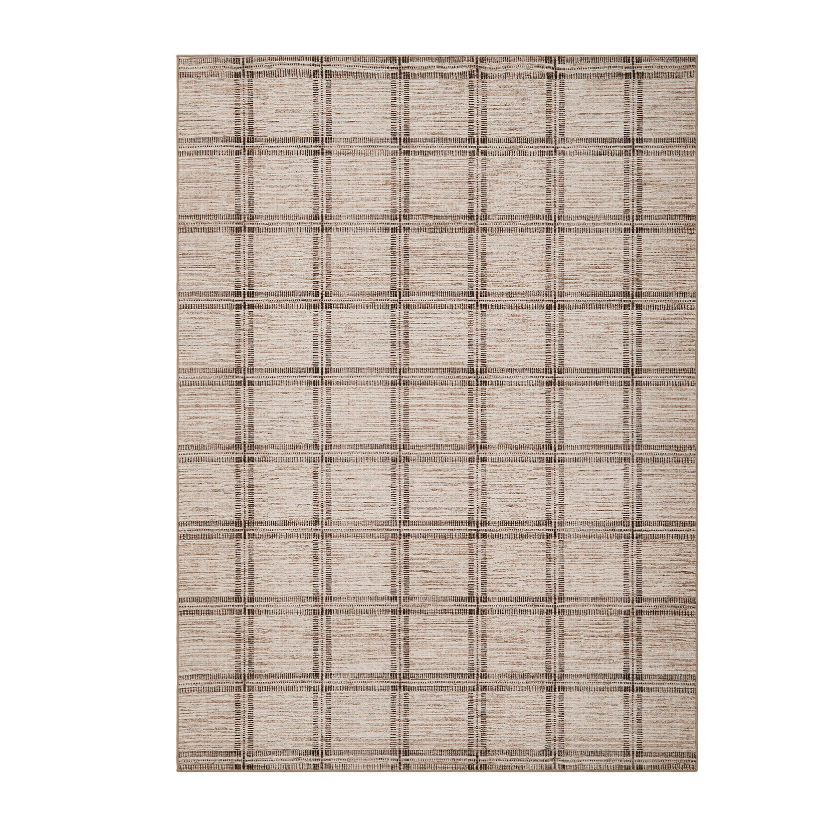 Washable Modern Rug Ultra-Soft Plaid Carpet with Non-Slip Backing, Stain-Resistant Low Pile Floor Mats, Easy Cleaning Geometric Indoor Tug for Living | Wayfair North America