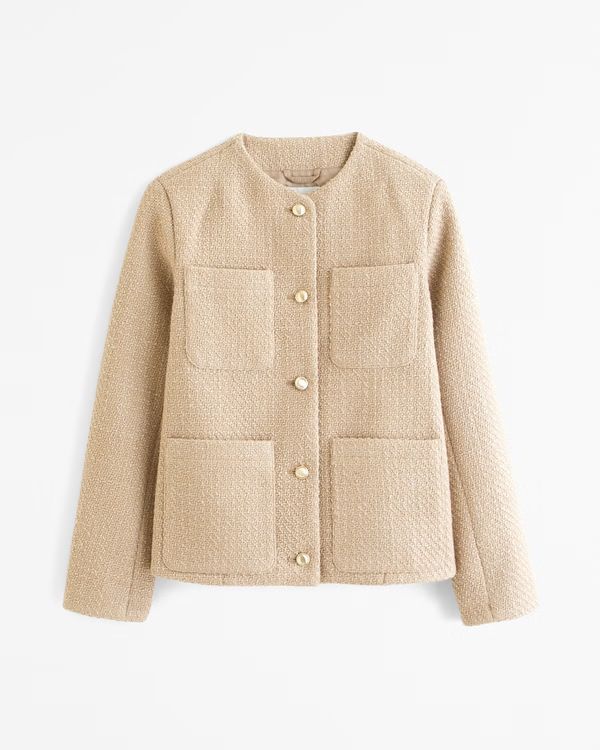 Collarless Tweed Jacket | Abercrombie & Fitch (US)