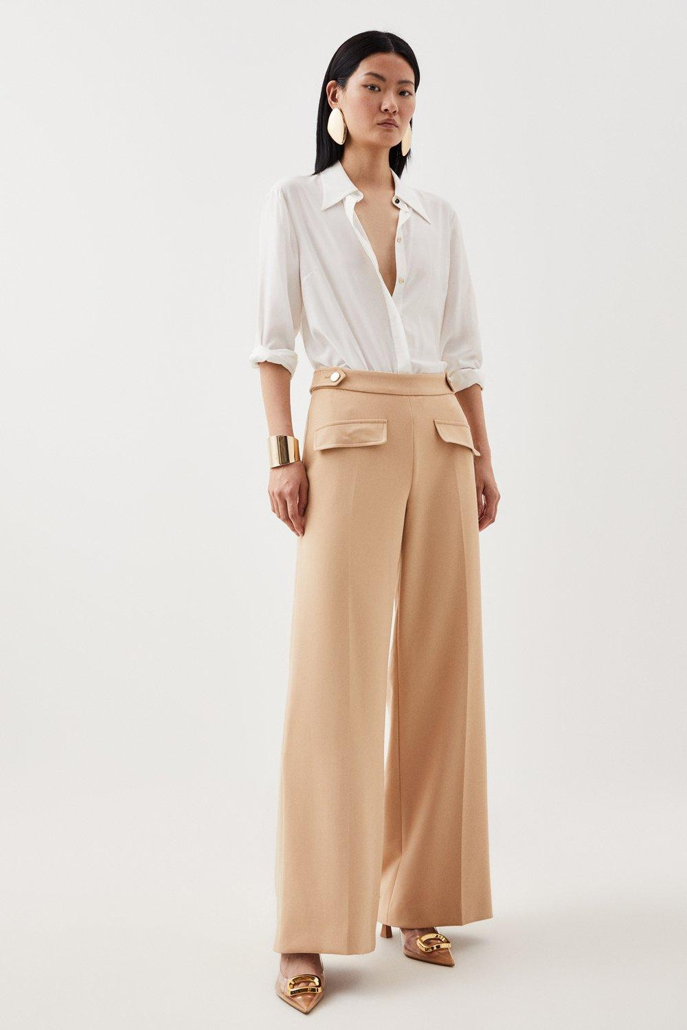Tailored Compact Stretch Pocket Detailed Trouser | Karen Millen UK + IE + DE + NL