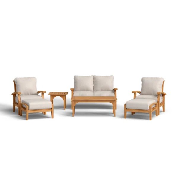 Summerton 7 Piece Teak Sofa Seating Group with Cushions | Wayfair North America