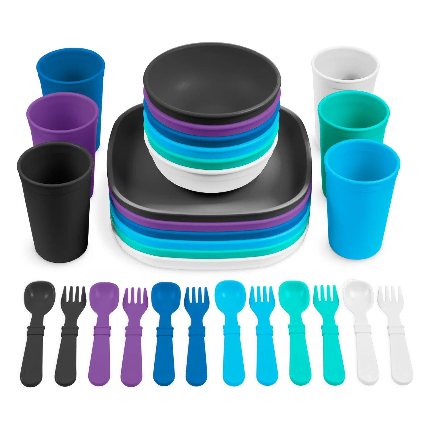 Re-Play Big Kid's Tableware Collection | Family Tableware Made in the USA from Recycled Plastic | Re-Play