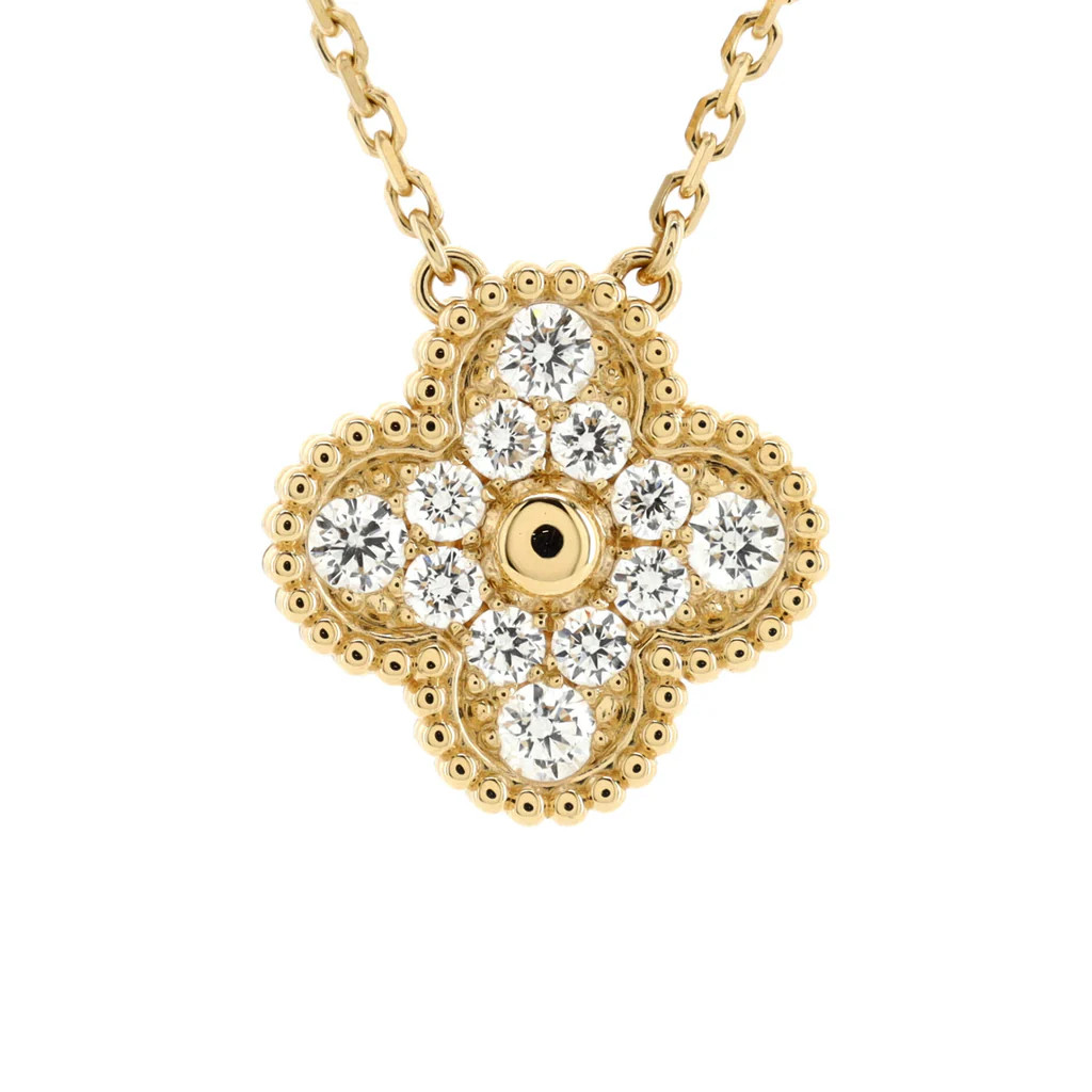 Vintage Alhambra Pendant Necklace 18K Yellow Gold and Diamonds | Rebag