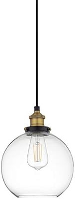 Primo Large Glass Globe Pendant Light Fixture - Black and Gold Hanging Pendant Lighting for Kitch... | Amazon (US)