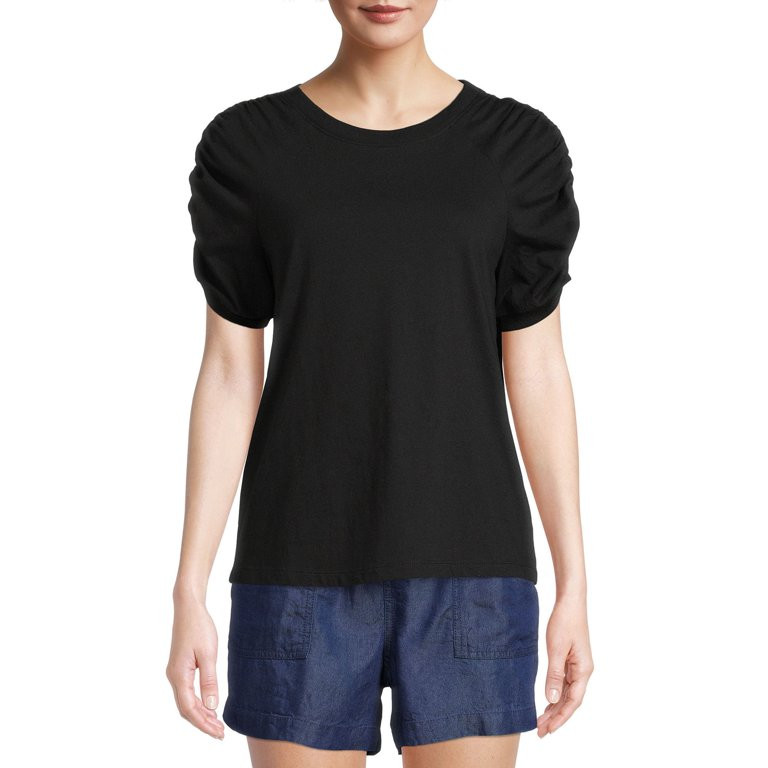 Time and Tru Women's Raglan Puff Sleeve Top - Walmart.com | Walmart (US)