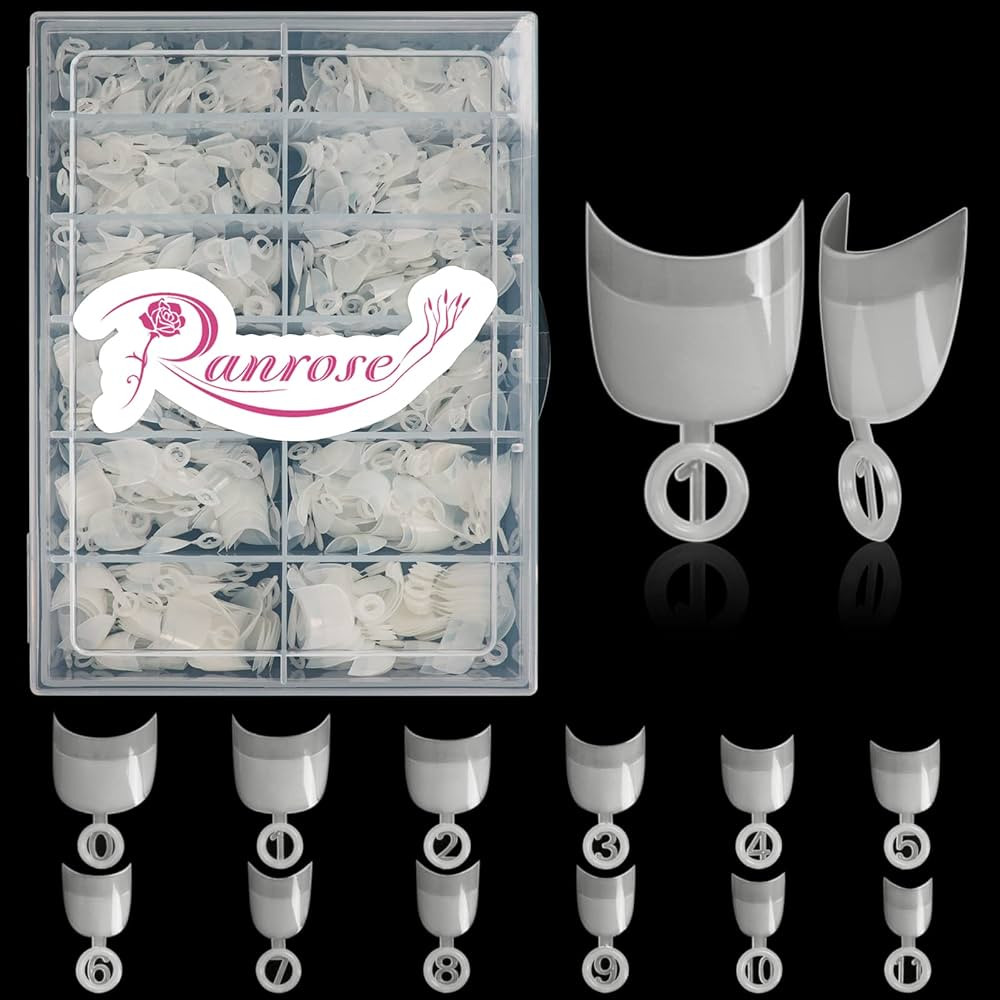 Ranrose Short Nail Tips- 600PCS Oval Half Cover False Tips 12 Sizes Round Acrylic Nails With Box | Amazon (US)