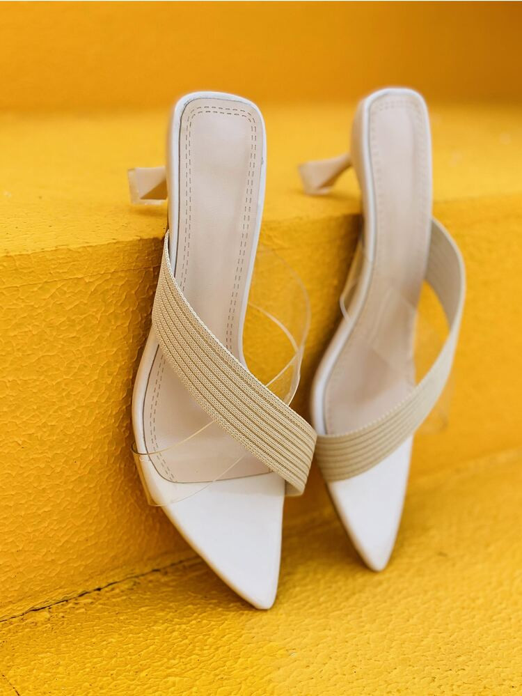 Clear Criss Cross Knit Mule Sandals | SHEIN